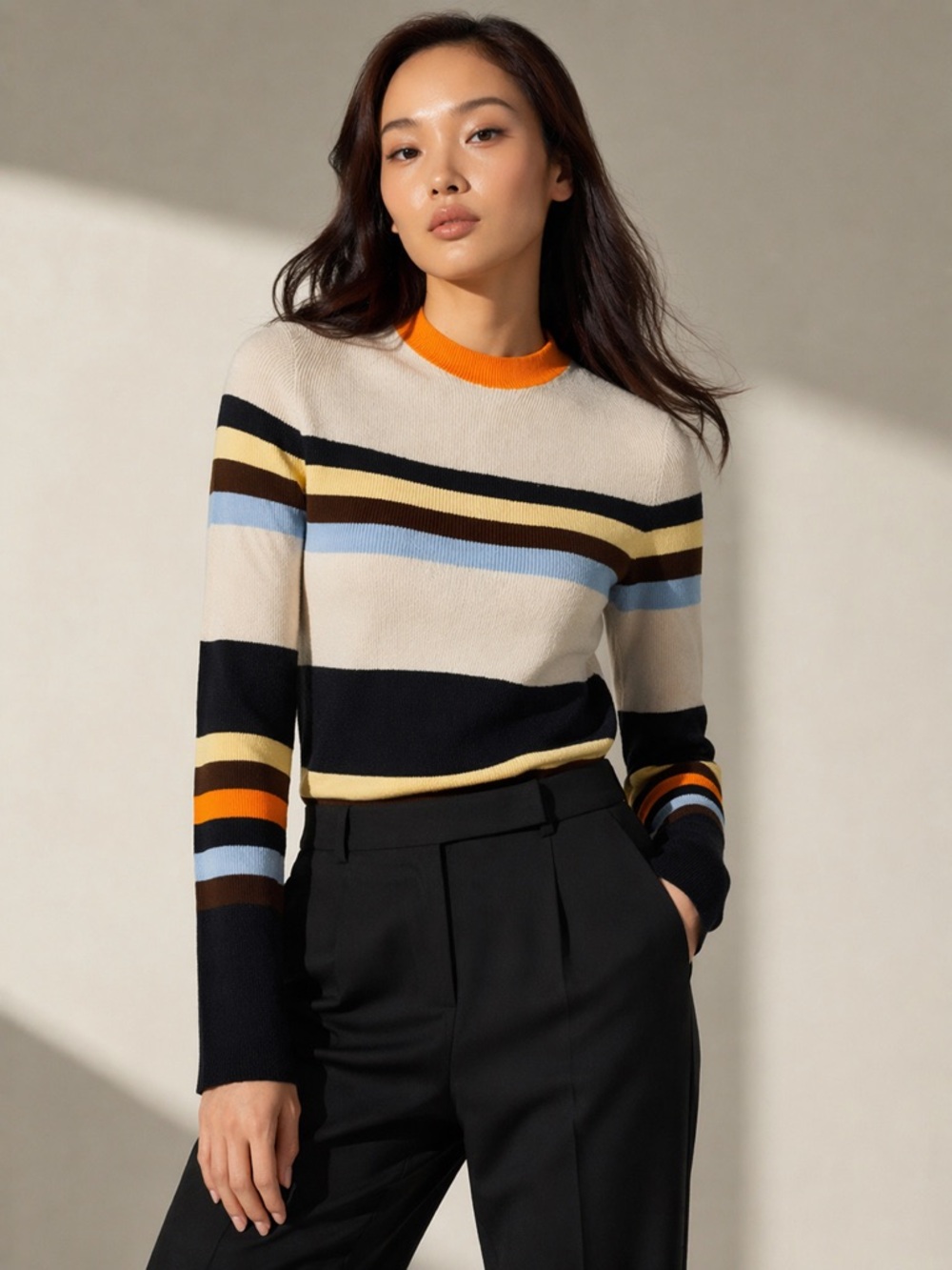 Victoria Beckham Striped Rib Knit Sweater Made in Italy | Size M